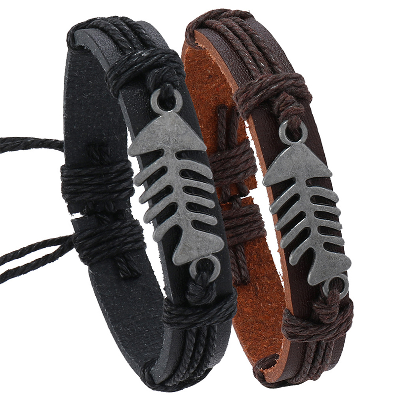 Men Accessories Pk - Модный плетеный кожаный браслет в стиле