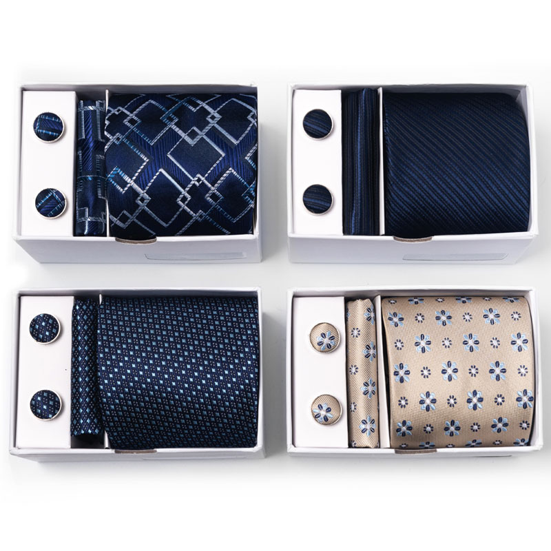 Neck Tie Set Box - Новый мужской цветок в горошек, разноцветная