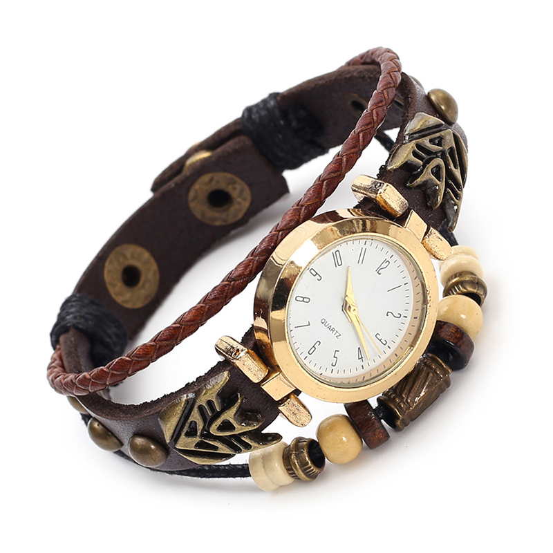 Men Accessories Pk - Винтажные кожаные кварцевые часы в стиле