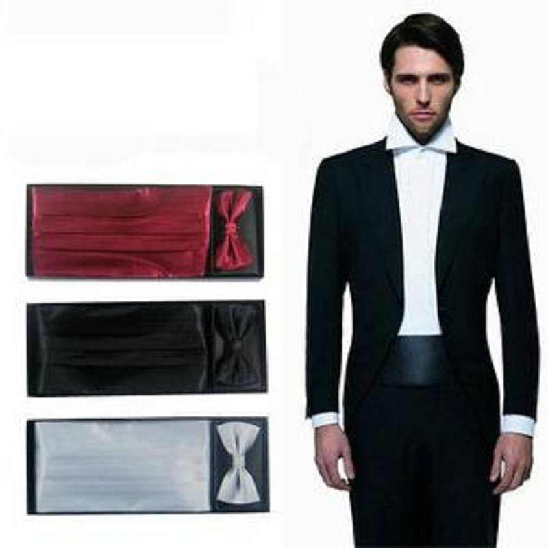 Neck Tie Set Box - Мужской однотонный комплект: галстук-бабочка, галстук, пояс-куммербанд,