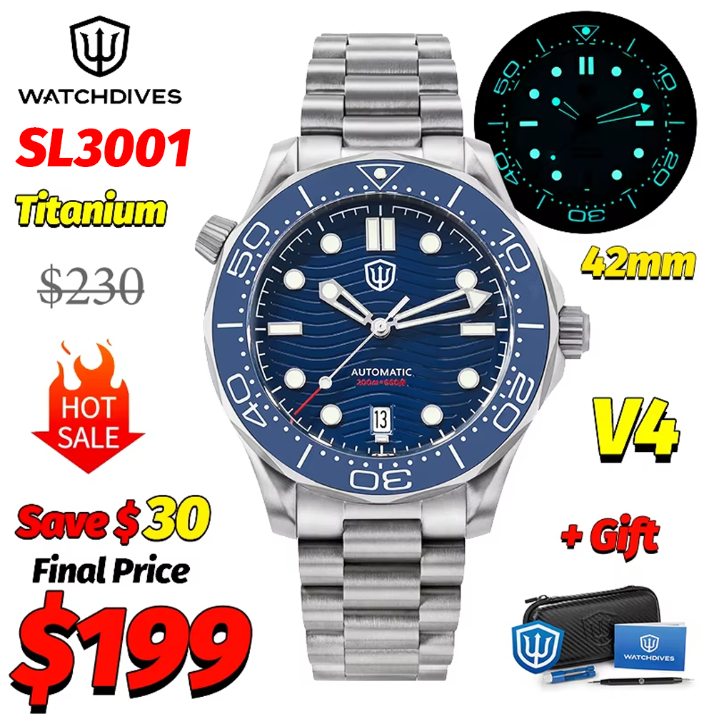 Young Men'S Accessories - Механические титановые часы Watchdives WD007 V4