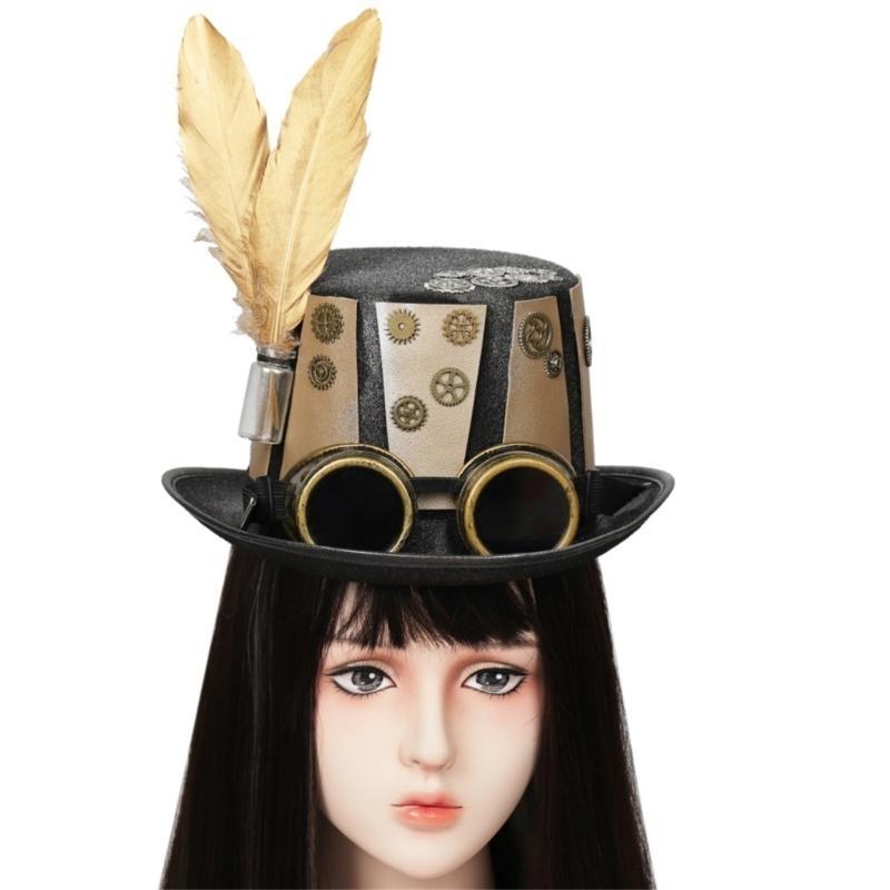 Men'S Victorian Accessories - 652F Gold Gear Top Hat Стильный