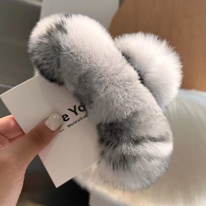 Men Accessories Silver - Настоящие волосы кролика рекс, большая заколка
