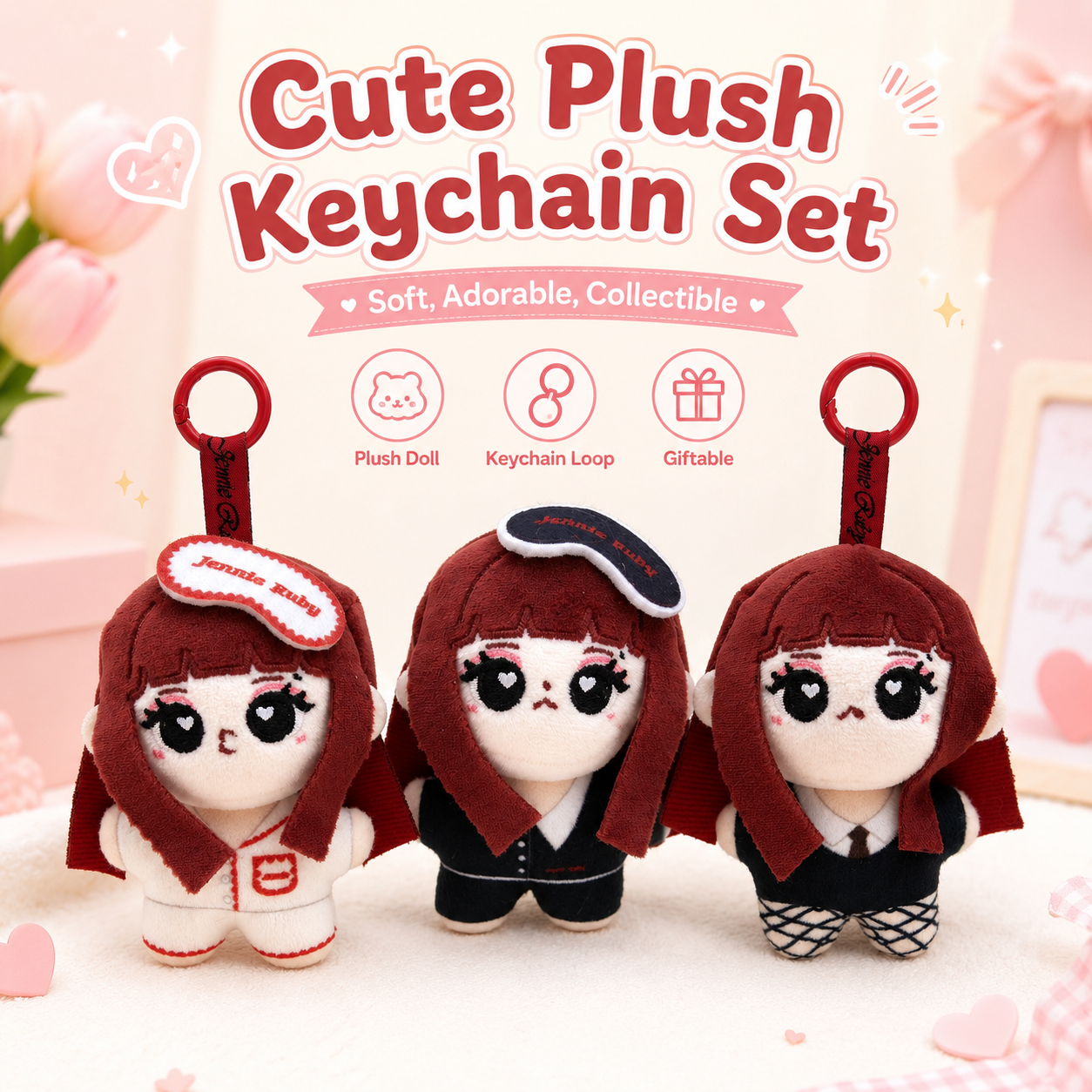 Men Keychain Accessories - Милый плюшевый брелок-подвеска Дженни Руби с