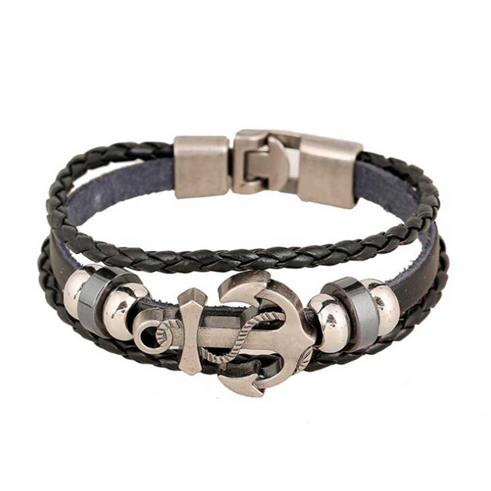 Men Accessories Pk - Многослойные винтажные кожаные браслеты из веревки