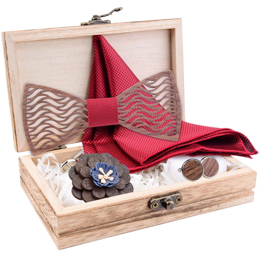 Флоральный мужской деревянный  – обзор и цена Neck Tie Set Box